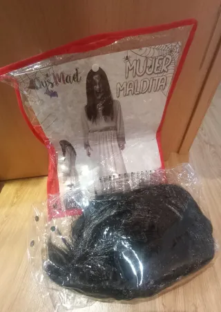 Disfraz mujer bruja beige/gris talla única//peluca