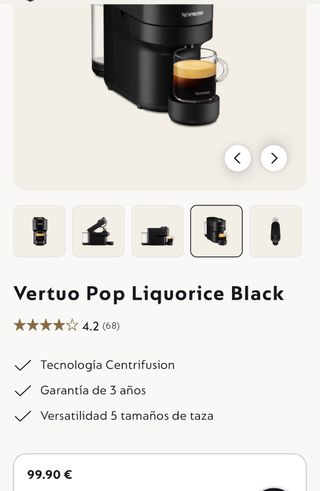 Cafetera Nespresso Vertuo Pop Negra