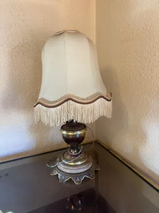 Lámpara de mesa vintage tela y metal