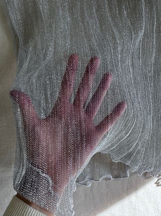 Top Zara brillante plateado fiesta talla S