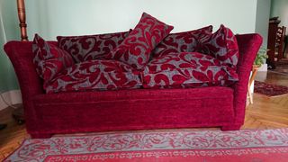 Sofá de 2 plazas rojo y gris