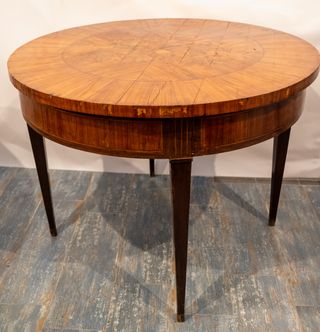 Tavolo rotondo intarsiato fine '800