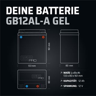 Batería GP-PRO GB12AL-A 12V 12AH Moto