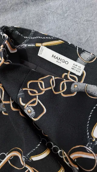Minifalda Mango Nudo Diseño Cadenas Negra