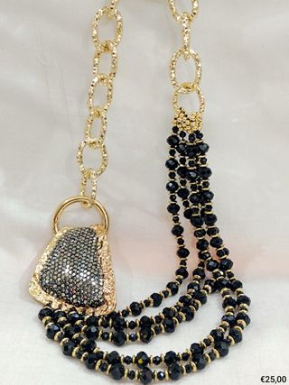 Collana donna pietre nere e oro