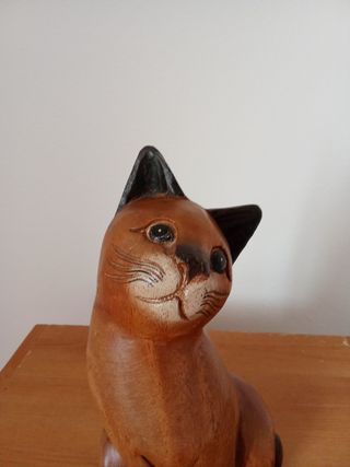 Escultura Gato Madeira Artesanato