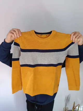 Jersey rayas amarillo, gris y azul