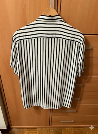 Camiseta Rayas Botones Manga Corta Hombre