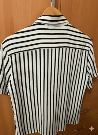 Camiseta Rayas Botones Manga Corta Hombre