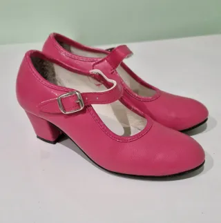 Zapatos Flamenco Niña Rosa Tacón Hebilla talla 30