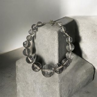 Collana donna perle sfaccettate grigio argento