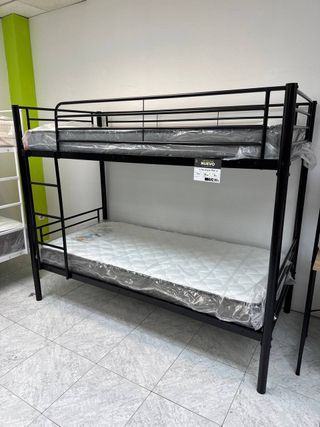 Dormitorio Compartido Litera Negra 90 + Colchones