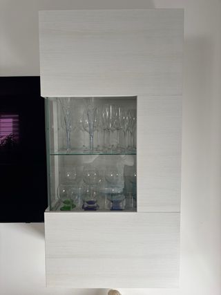 Mueble Comedor Madera Claro y Blanco