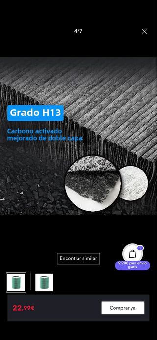 Filtro Hepa grado H13 para Xiaomi 4