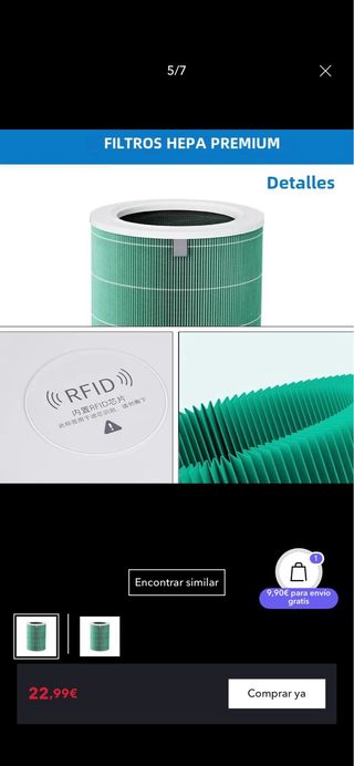 Filtro Hepa grado H13 para Xiaomi 4