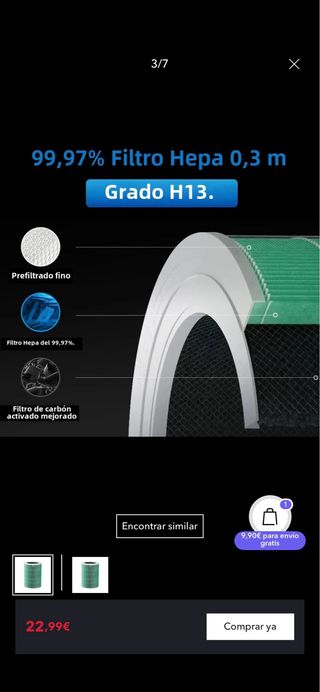 Filtro Hepa grado H13 para Xiaomi 4