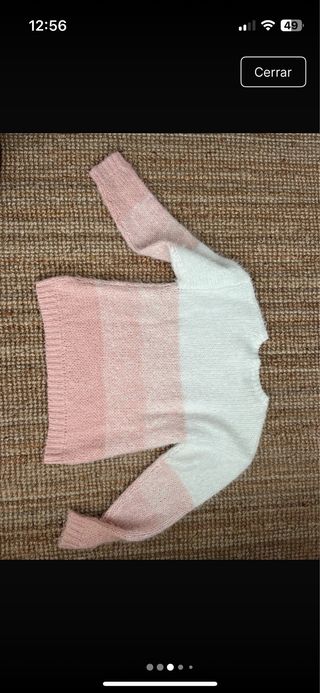 Jersey efecto angora rosa y blanco