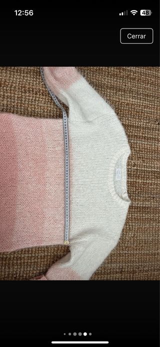 Jersey efecto angora rosa y blanco