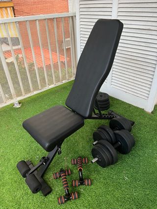 Banco de pesas y mancuernas