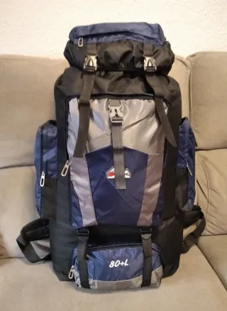 Mochila 80L Gran Capacidad Azul/Gris