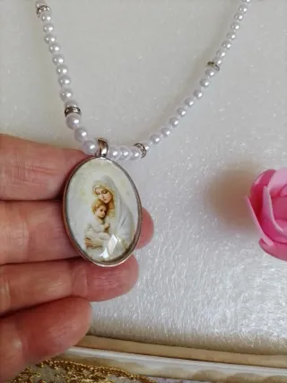 Collar Fallero Perlas y Colgante Virgen