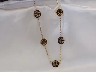 Collar árbol de la vida acero bañado oro