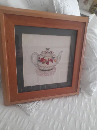 Cuadro punto de cruz tetera