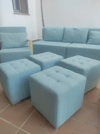 Conjunto Sofá y Sillones Azul