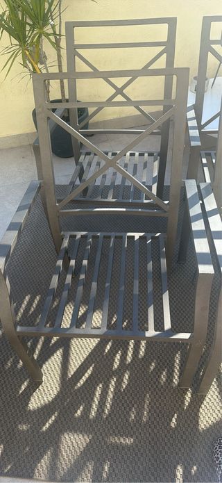 6 Sillas de Jardín Metálicas Grises