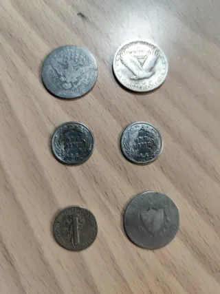 Lote 6 monedas: 5 USA y 1 Cuba