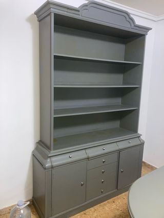 Conjunto Muebles Gris: Aparador y Estantería