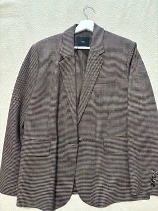 Americana Mango cuadros pequeños Talla L.