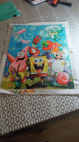 Cuadro Diamond Painting Bob Esponja Infantil