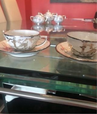 Juego de té porcelana y plata