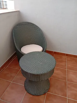 Conjunto ratán: Silla y mesa jardín/terraza