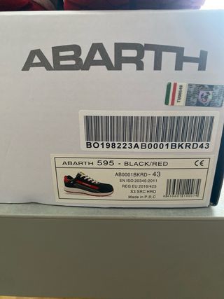 Zapatillas Seguridad Abarth Negras y Rojas