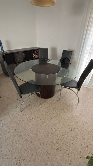 Mesa de comedor Bo Comcept cristal y madera