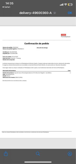 Funda Apple iPhone 12 Pro Max Cuero Azul Báltico