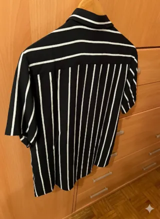 Camisa Rayas Manga Corta Botones Hombre