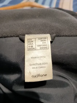 Abrigo Quechua Talla XXXL Negro