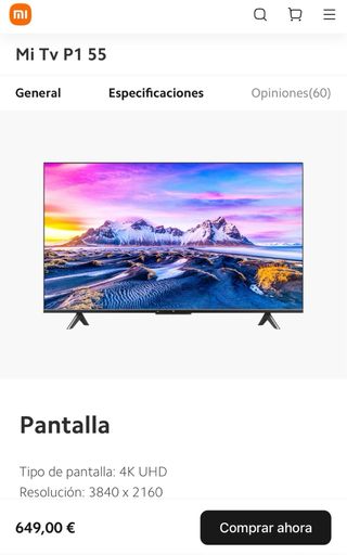Xiaomi Mi TV P1 55” 4K UHD - Nueva