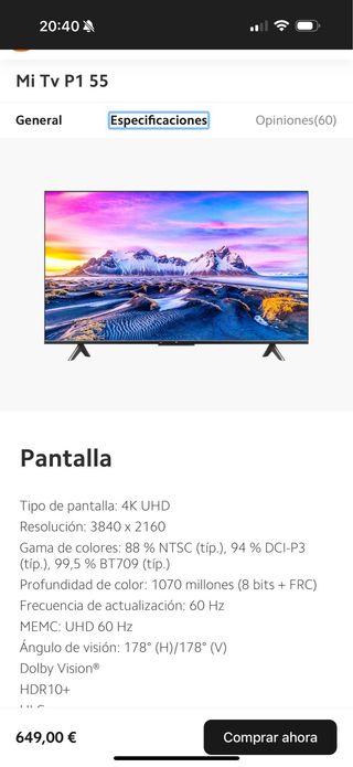 Xiaomi Mi TV P1 55” 4K UHD - Nueva