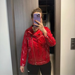 Chaqueta Biker Roja Charol