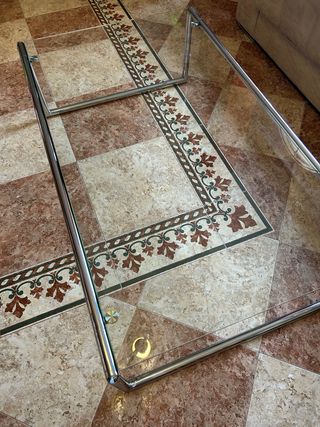 Mesa de centro cristal y metal