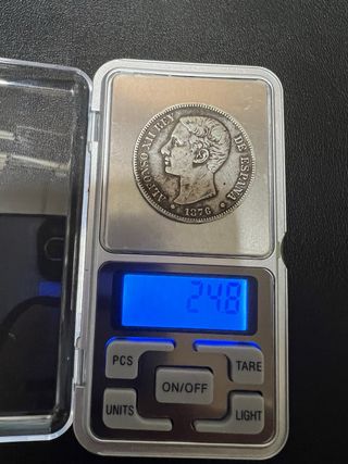 Moneda 5 Pesetas Alfonso XII Rey 1876