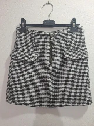 Falda mini pata de gallo Bershka