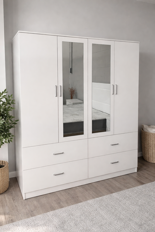 Armario Blanco Espacioso con Espejo