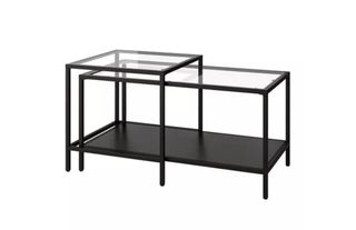 Mesa auxiliar cristal y metal negra IKEA VITTSJÖ