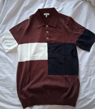 Polo REISS marrón y blanco Small