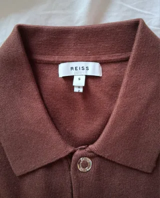 Polo REISS marrón y blanco Small
